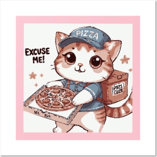 Pawsome Pizza Delivery: Cat Courier on the Move Posters and Art